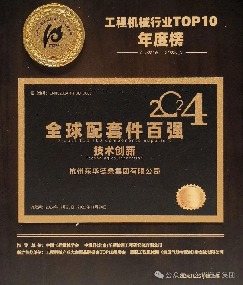 2024工程機械行業TOP10全球配套件百強技術創新獎